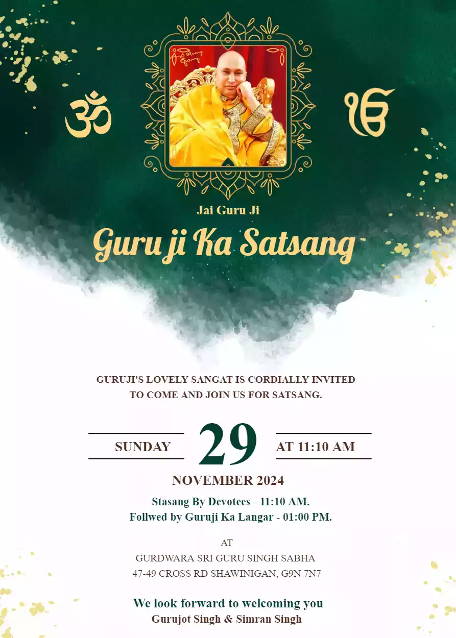 Guruji Invitation for Satsang