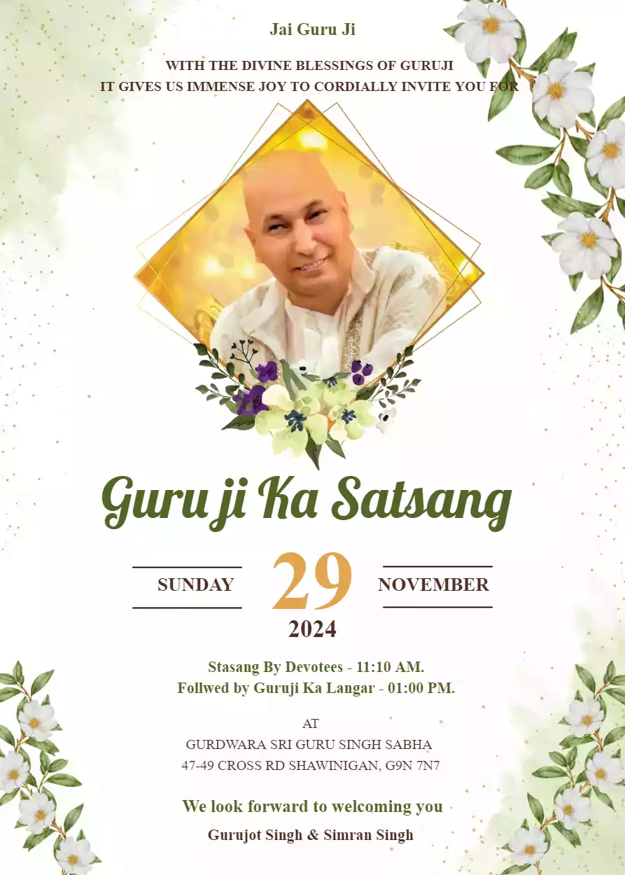 Guruji Satsang Invite Template