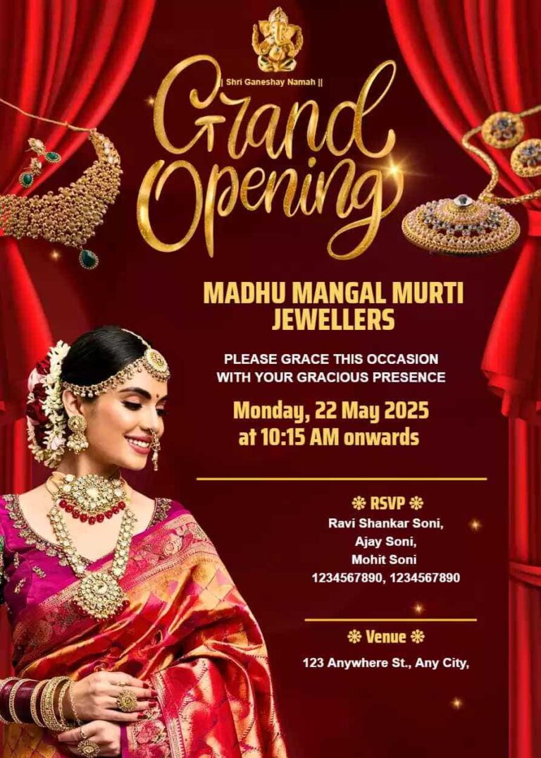 Grand Opening Jewellery Shop Opening Invitation Card