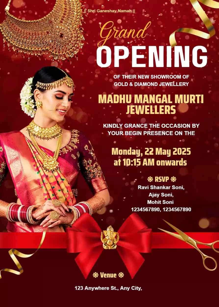 Invitation Card For Jewellery Shop Opening