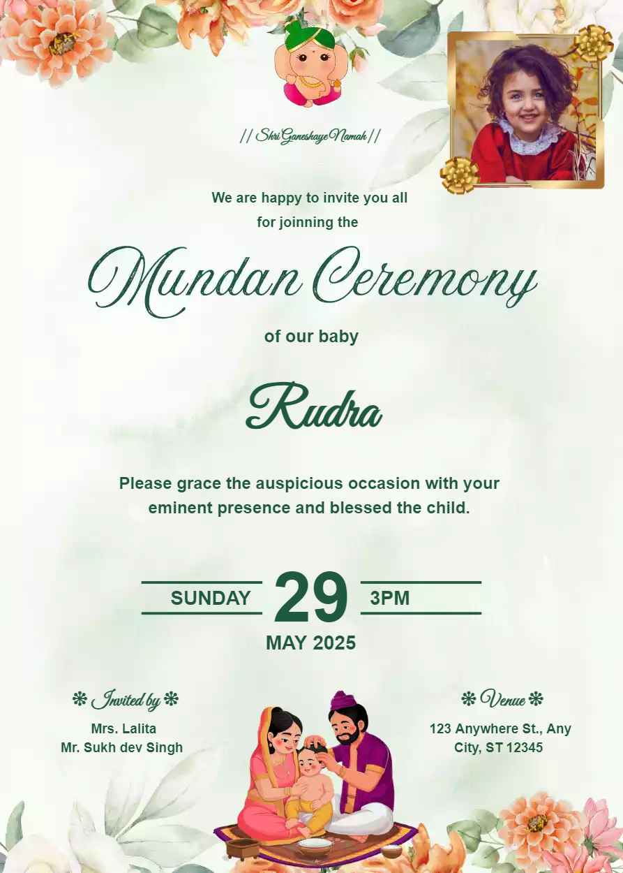 Mundan Ceremony Invitation Card Template invite Guru Mundan Ceremony Invitation Card Template invite Guru
